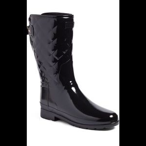 HUNTER REFINED GLOSS QUILTED SHORT RAIN BOOT SZ 7